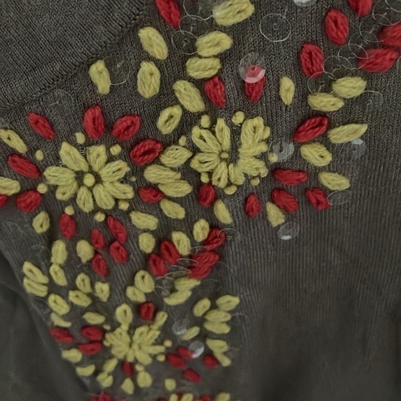 I.N.C. International Concepts: Gray Cropped Cardigan- embroidered- size MP - Picture 3 of 9